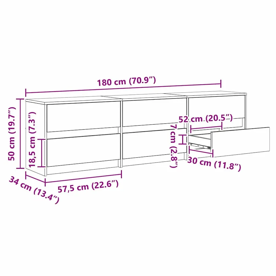 Unites TV 2 pcs Chêne artisanal Bois d'ingénierie - 15
