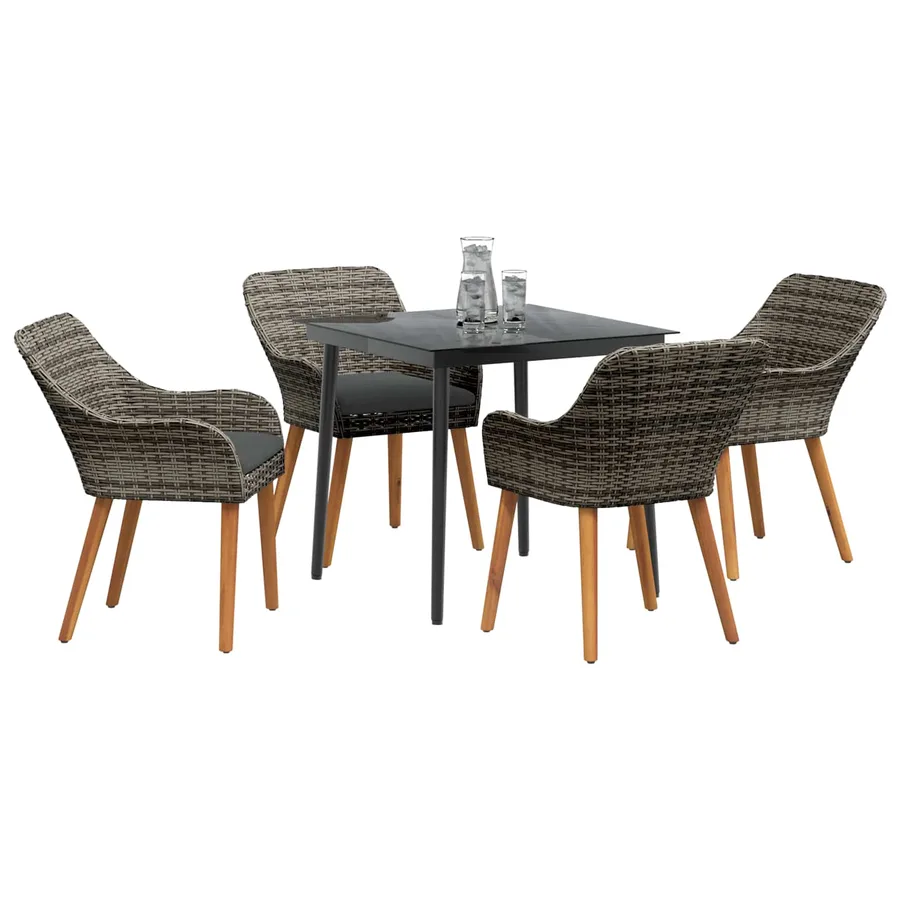 Ensemble de salle à manger pour jardin 5 pcs Gris polyrotin - 3