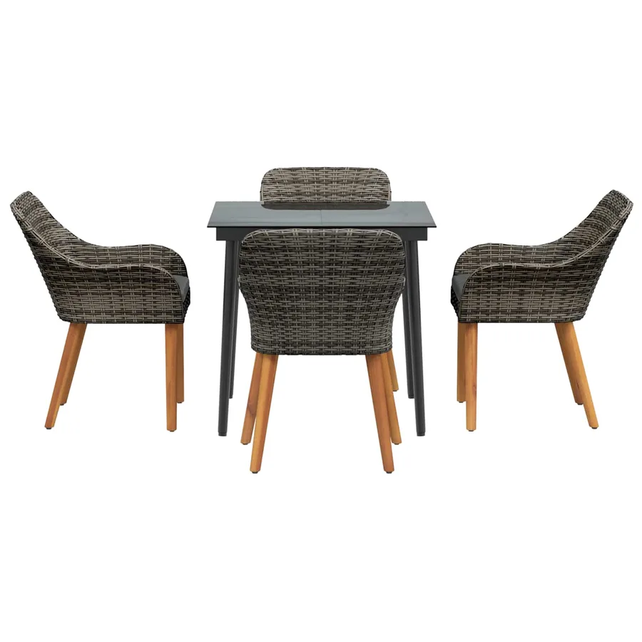 Ensemble de salle à manger pour jardin 5 pcs Gris polyrotin - 7