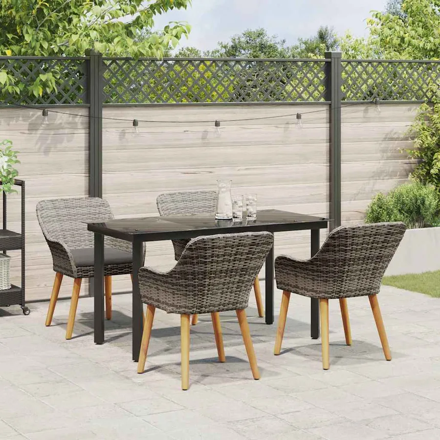 Ensemble de salle à manger pour jardin 5 pcs Gris polyrotin - 4