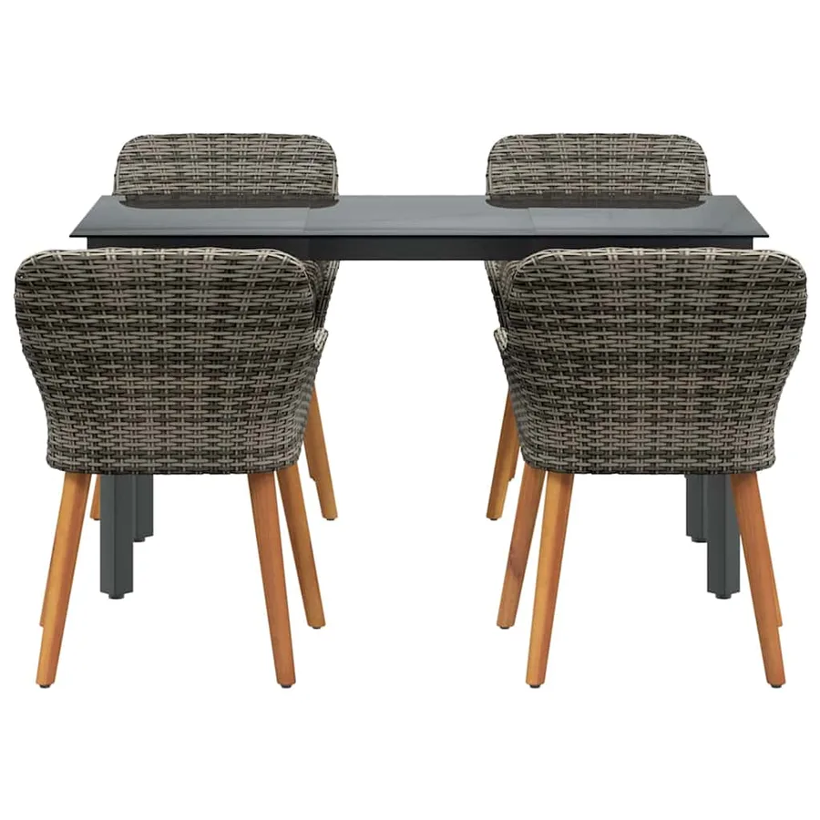 Ensemble de salle à manger pour jardin 5 pcs Gris polyrotin - 7