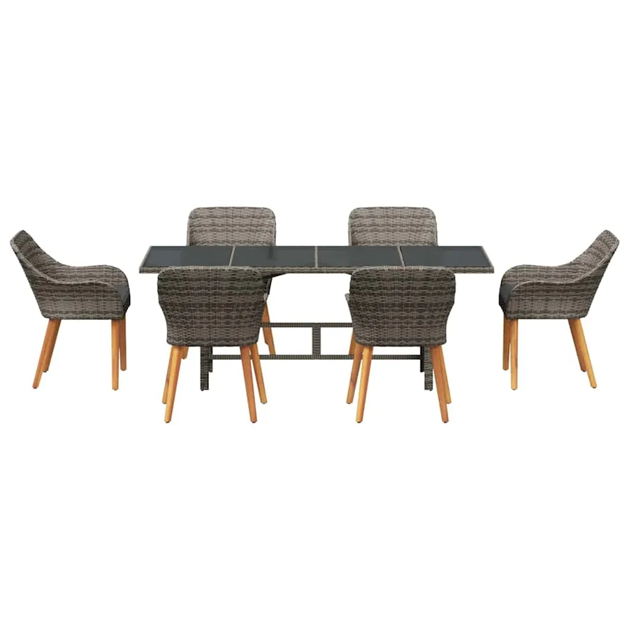 Ensemble de salle à manger pour jardin 7 pcs Gris polyrotin - 7