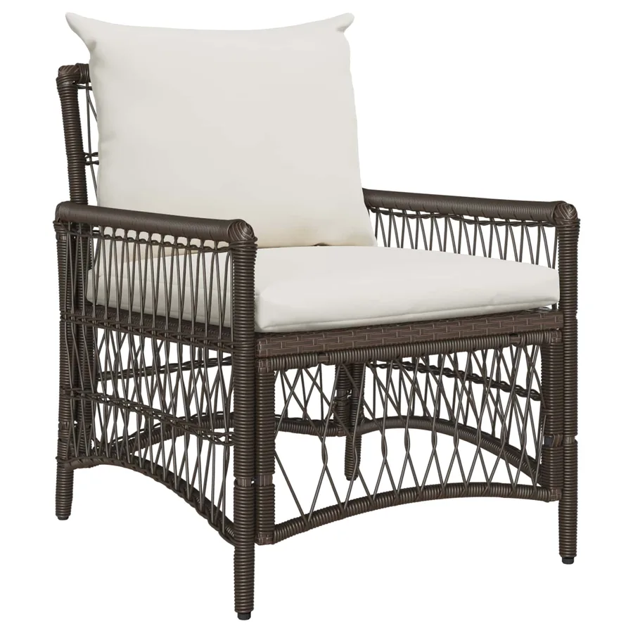 Chaise de jardin avec coussin Marron 73 x 61 x 77 cm polyrotin