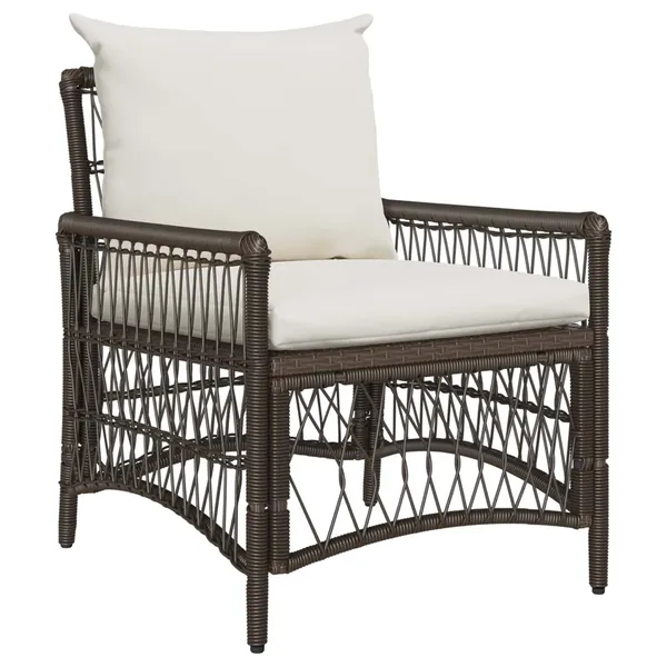 Chaise de jardin avec coussin Marron 73 x 61 x 77 cm polyrotin