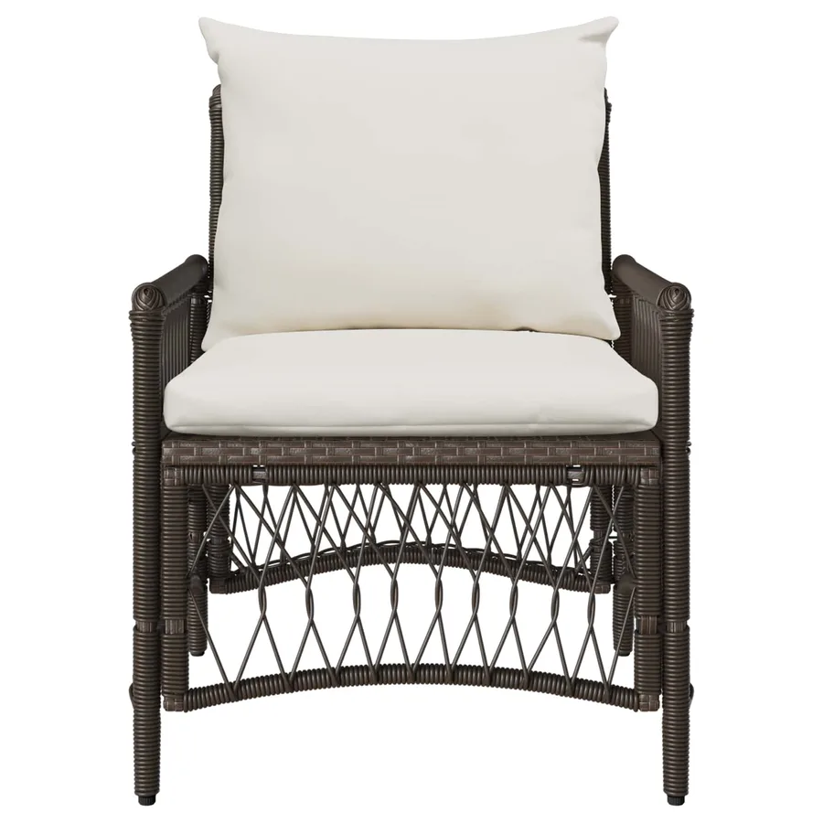 Chaise de jardin avec coussin Marron 73 x 61 x 77 cm polyrotin - 2