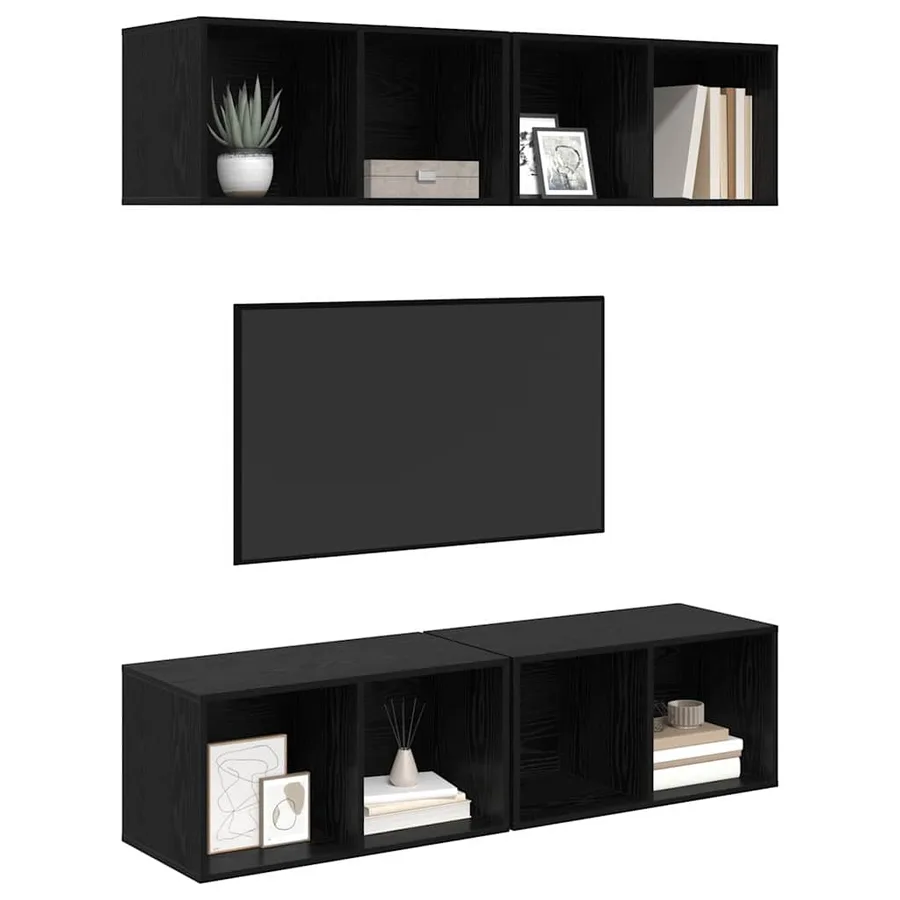 Ensemble meuble TV 4 pcs Chêne noir 37 x 37 x 72 cm - 3