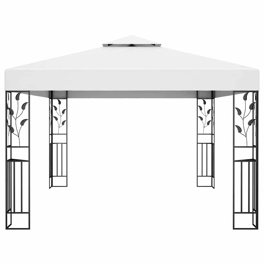 Tonnelle avec double toit et lumières LED 3x4 m Blanc - 5