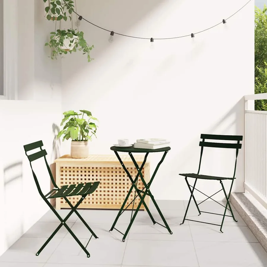Ensemble bistro pliant 3 pcs Foret Acier