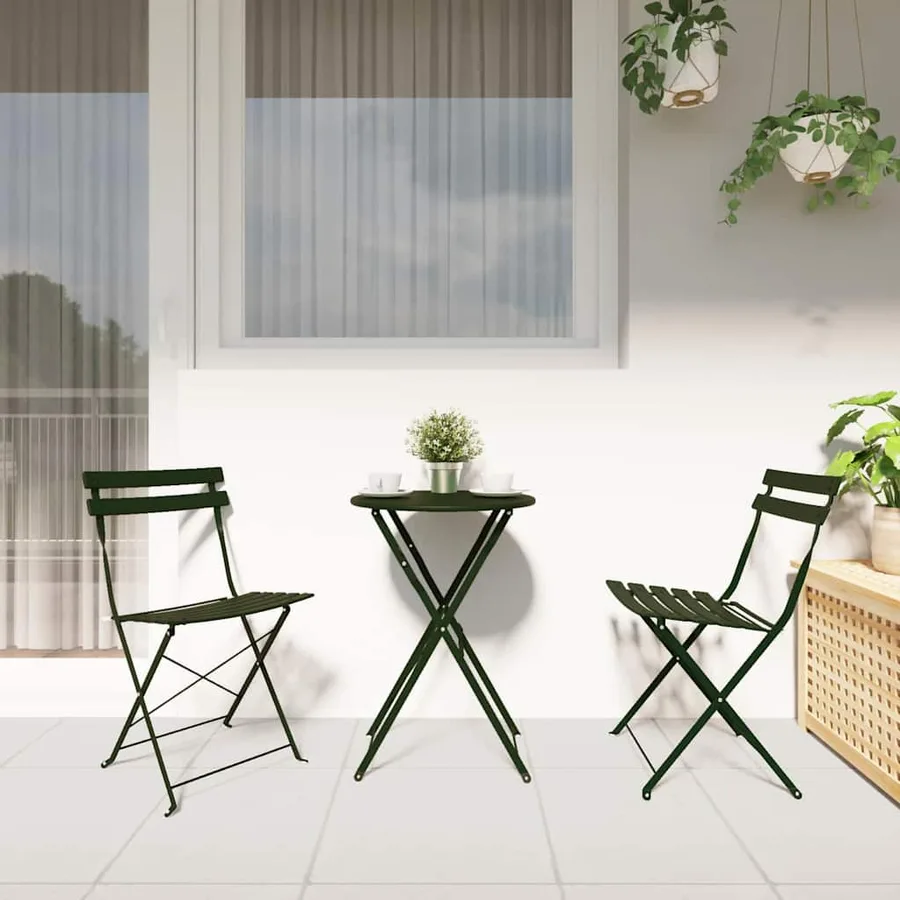 Ensemble bistro pliant 3 pcs Foret Acier - 4