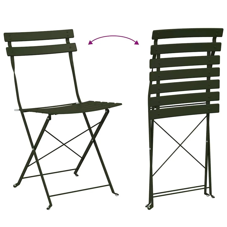 Ensemble bistro pliant 3 pcs Foret Acier - 9