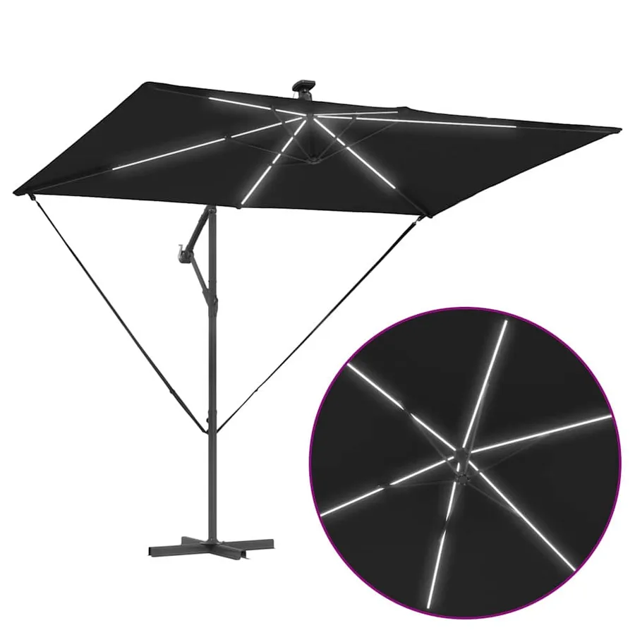 Parasol Noir 294 x 200 x 270 cm Polyester et Aluminium - 12