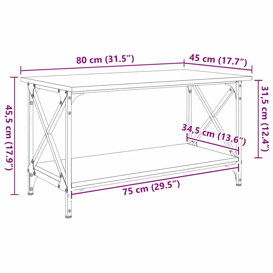 Table basse Bois ancien 80 x 45 x 45.5 cm Bois d'ingénierie - 8