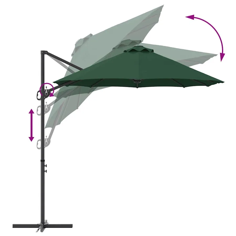 Parasol Vert 372 x 198 x 243 cm Polyester et Aluminium - 11