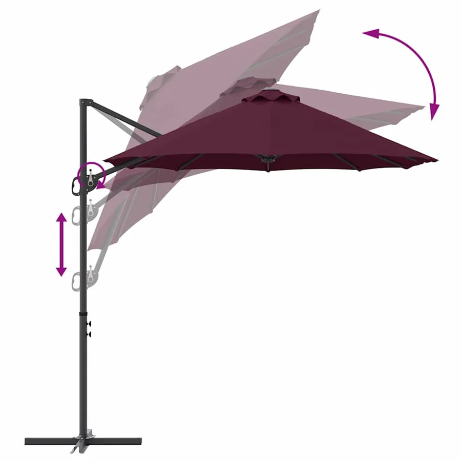 Parasol Bordeaux 372 x 198 x 243 cm Polyester et Aluminium - 11