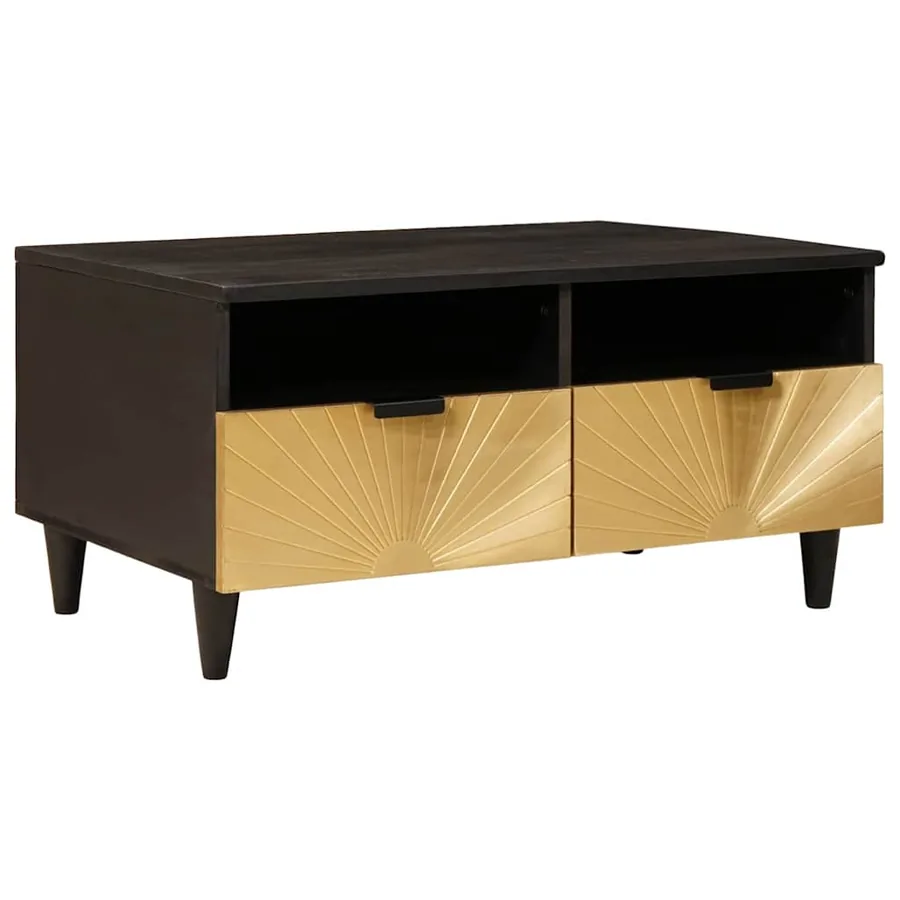 Table basse Noir et or 40 x 33 x 46 cm Bois d'ingénierie