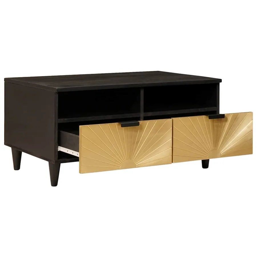 Table basse Noir et or 40 x 33 x 46 cm Bois d'ingénierie - 2