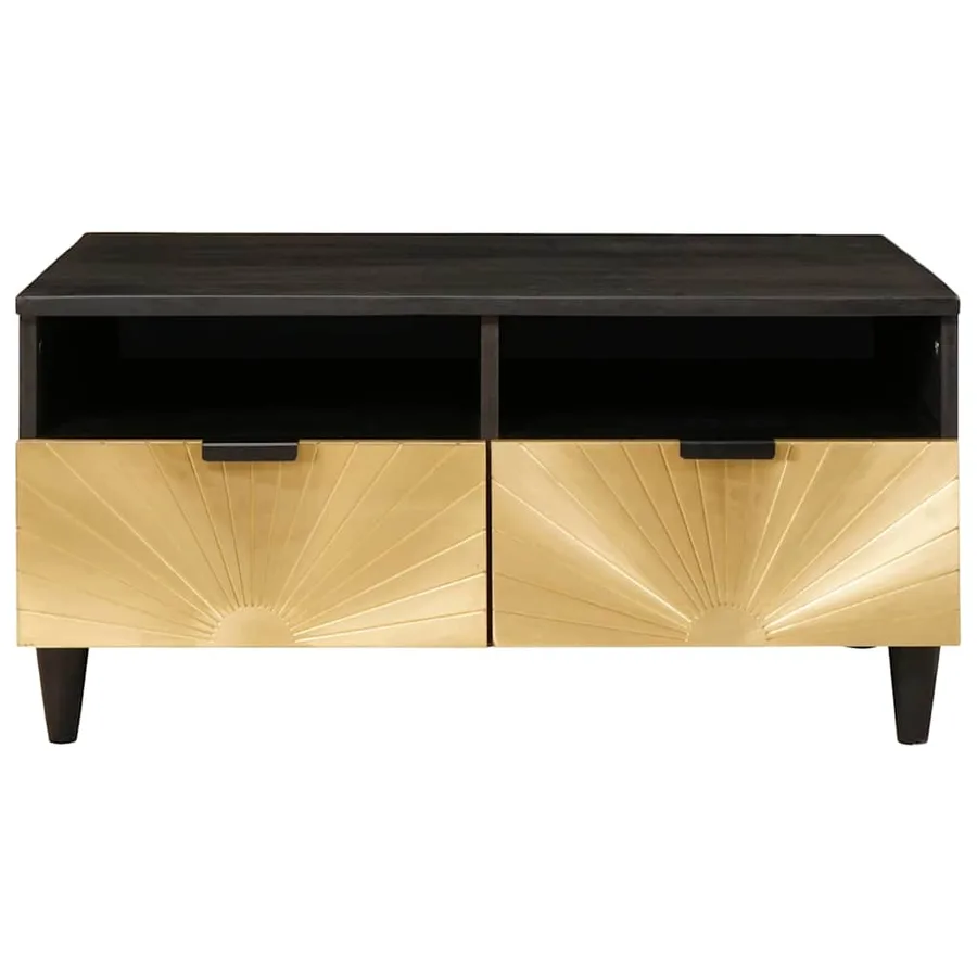 Table basse Noir et or 40 x 33 x 46 cm Bois d'ingénierie - 3