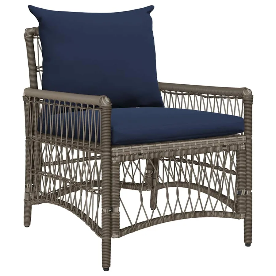 Chaise de jardin avec coussin Gris 73 x 61 x 77 cm polyrotin - 2