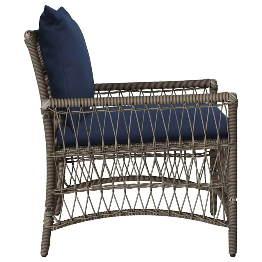 Chaise de jardin avec coussin Gris 73 x 61 x 77 cm polyrotin - 5