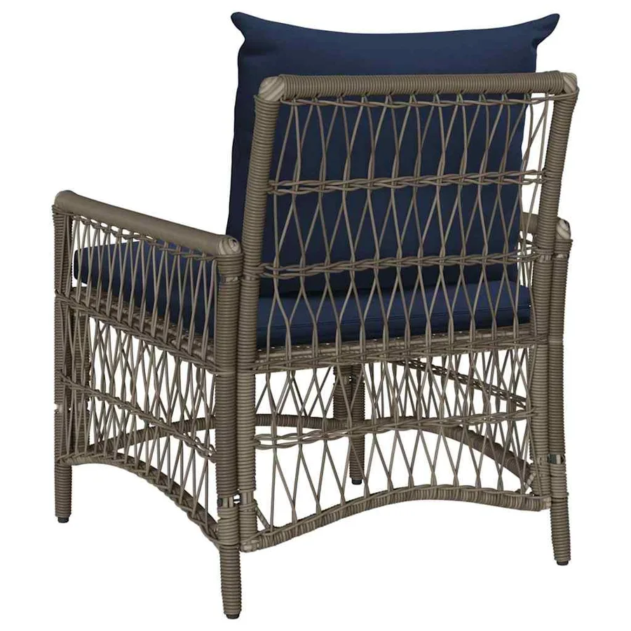 Chaise de jardin avec coussin Gris 73 x 61 x 77 cm polyrotin - 6