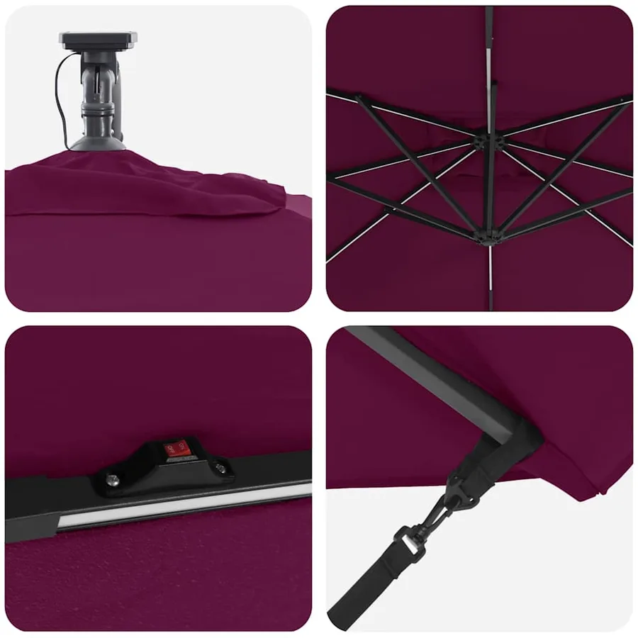 Parasol Bordeaux 249 x 249 x 250 cm Polyester et Aluminium - 9
