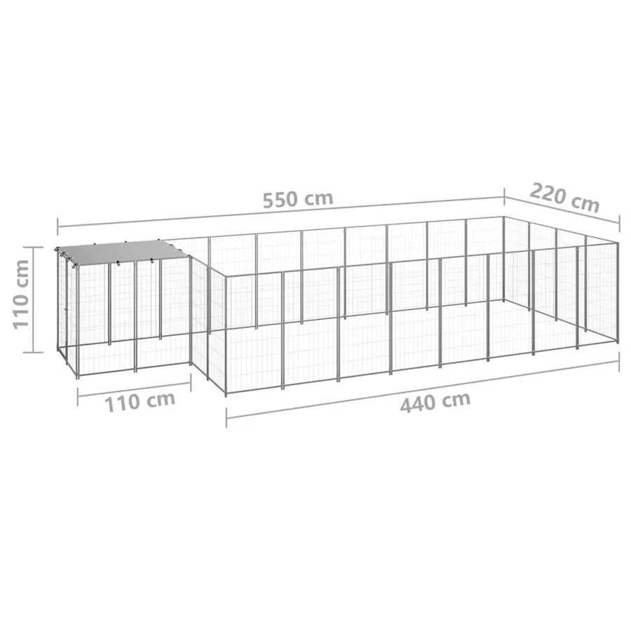 Chenil Argenté 10,89 m² Acier - 6