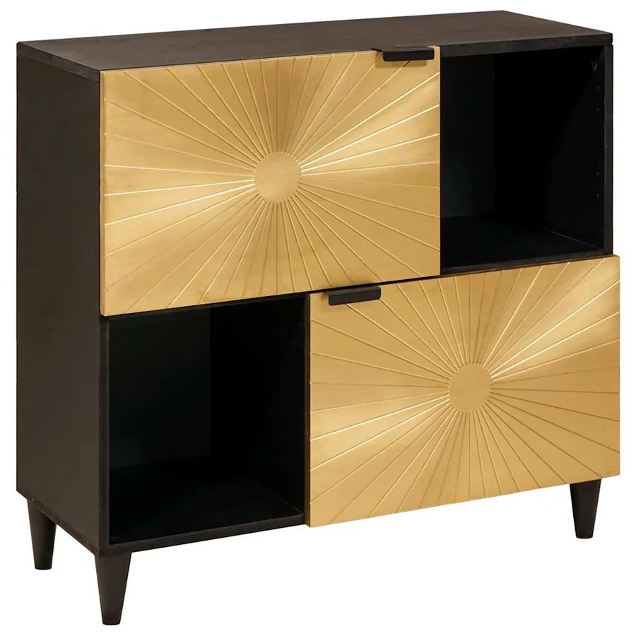 Meuble d'appoint avec étagère Noir et or 80 x 33,5 x 75 cm