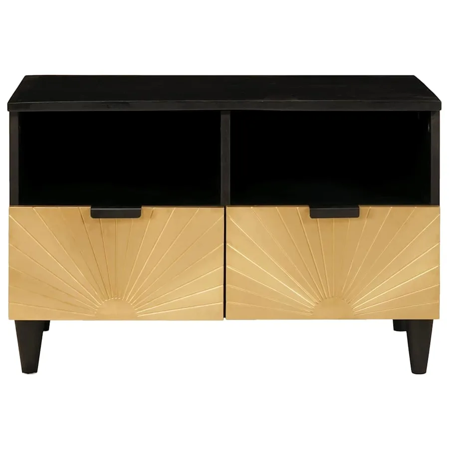 Meuble TV Noir et or 70 x 33 x 46 cm Bois d'ingénierie - 3