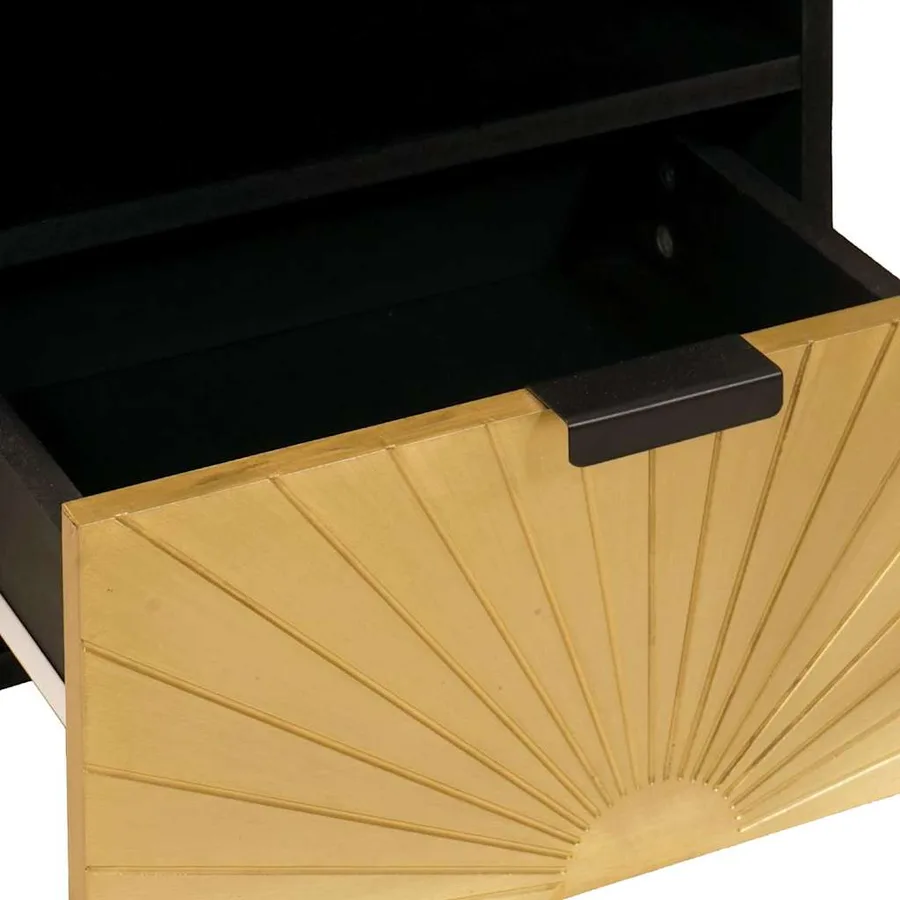 Meuble TV Noir et or 70 x 33 x 46 cm Bois d'ingénierie - 7