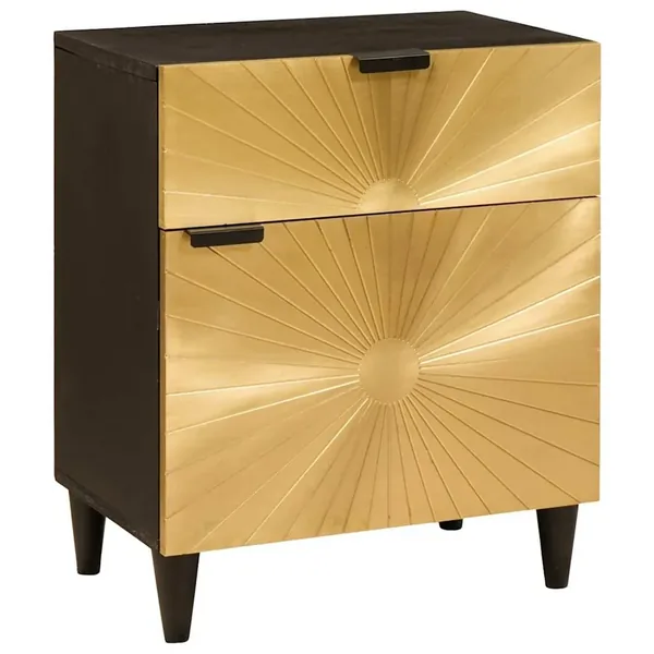 Table de chevet Noir et or 50 x 33 x 60 cm Bois d'ingénierie