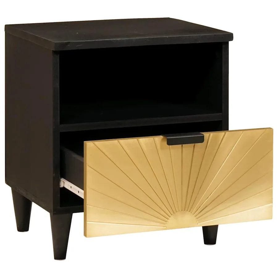 Table de chevet Noir et or 40 x 33 x 46 cm Bois d'ingénierie - 2