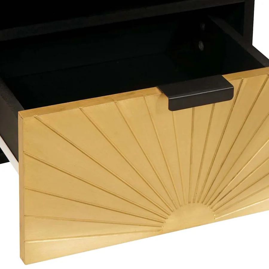 Table de chevet Noir et or 40 x 33 x 46 cm Bois d'ingénierie - 7