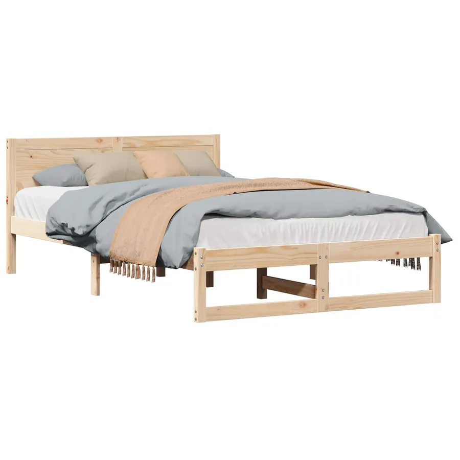 Cadre de lit avec tête de lit Naturel 120 x 190 cm Pin massif - 2