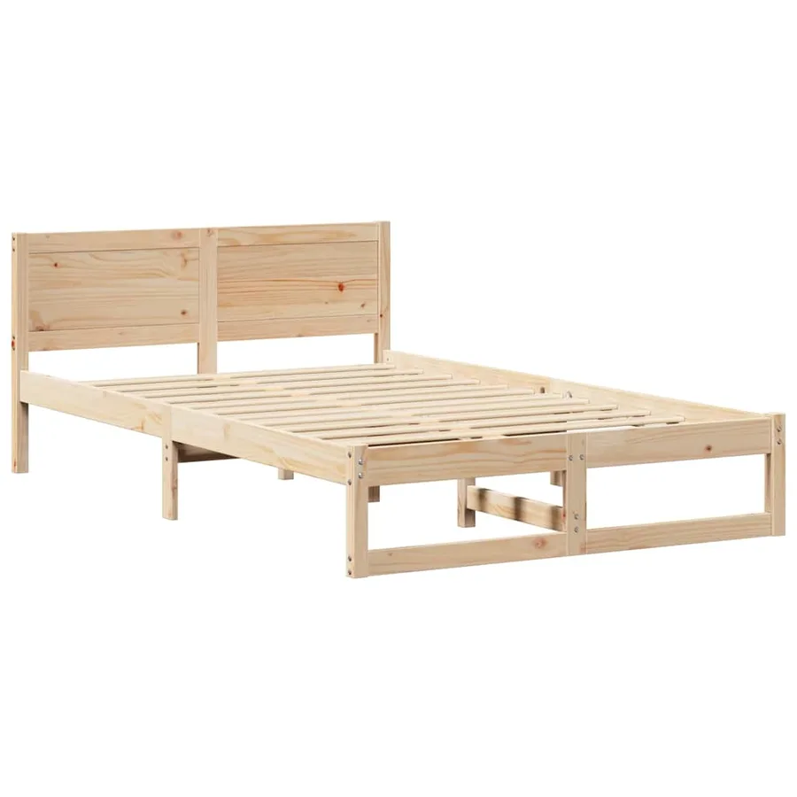 Cadre de lit avec tête de lit Naturel 120 x 190 cm Pin massif - 4