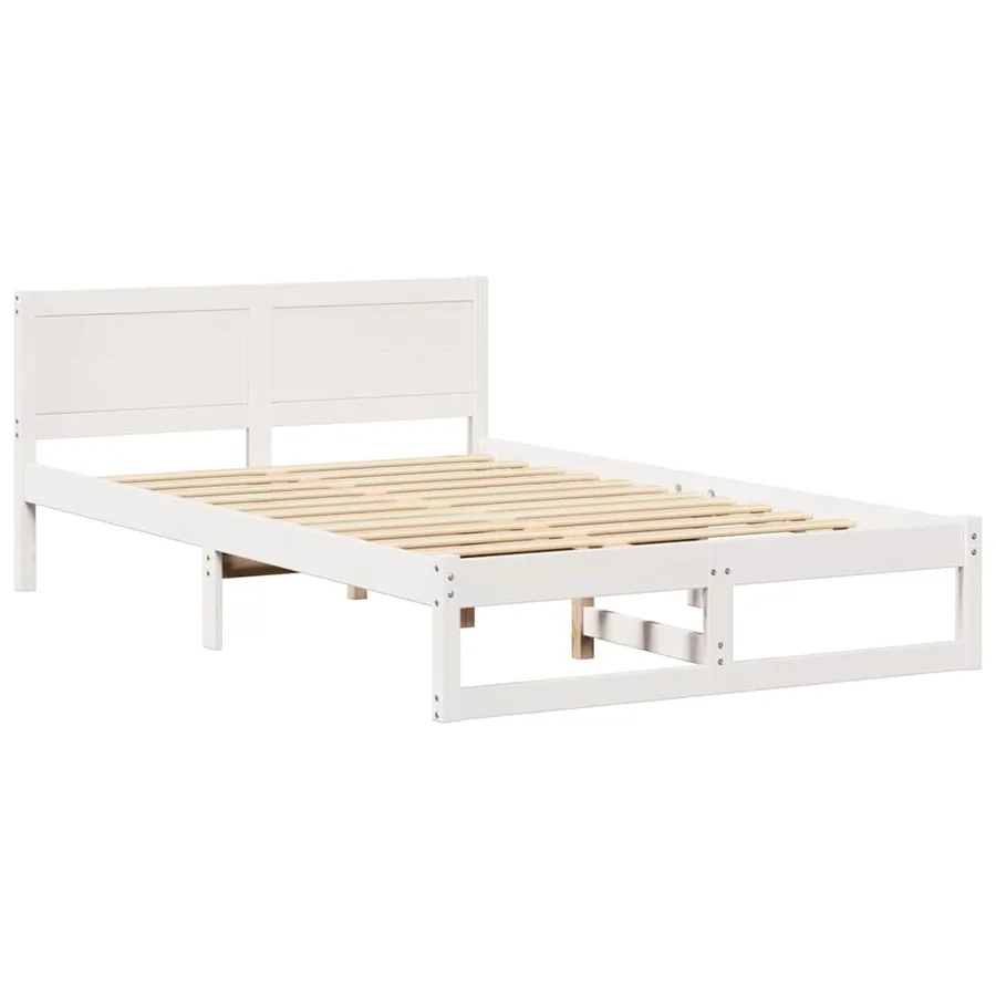 Cadre de lit avec tête de lit Blanc 135 x 190 cm Pin massif - 4