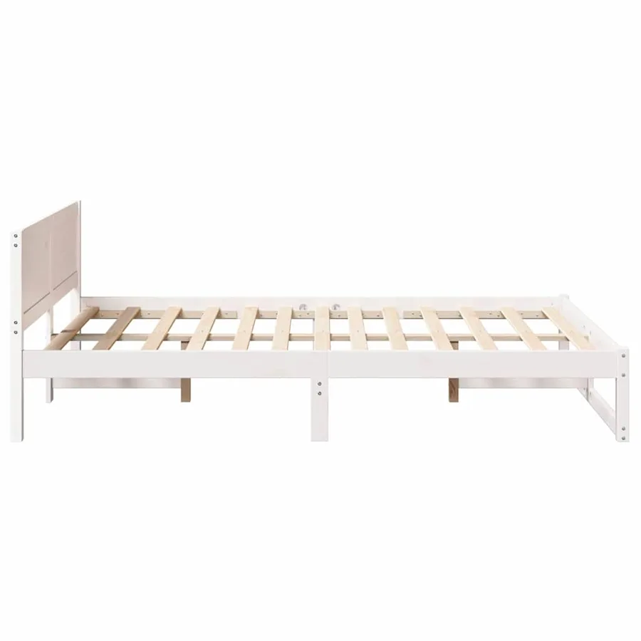 Cadre de lit avec tête de lit Blanc 135 x 190 cm Pin massif - 6