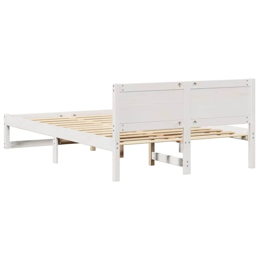 Cadre de lit avec tête de lit Blanc 135 x 190 cm Pin massif - 7
