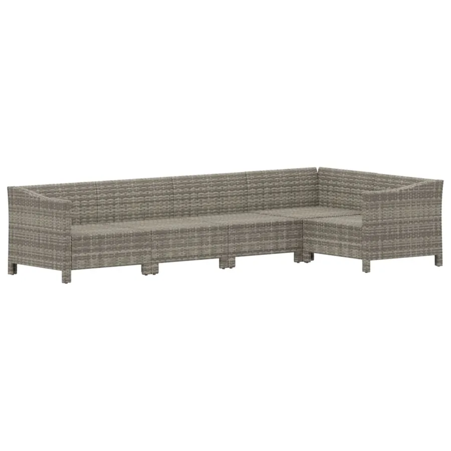 Salon de jardin 5 pcs avec coussins Gris Résine tressée - 4