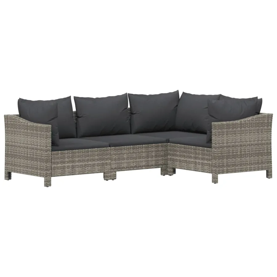 Salon de jardin 5 pcs avec coussins Gris Résine tressée - 5