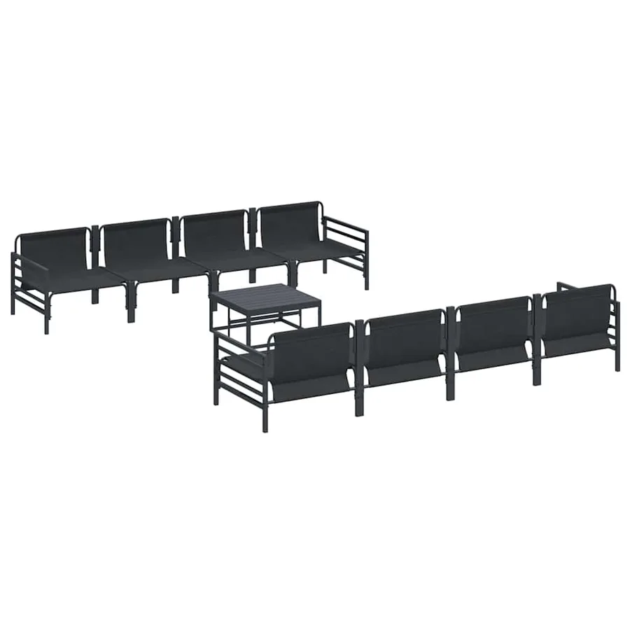 Ensemble de canapé de jardin avec coussin 9 pcs Noir Acier - 6