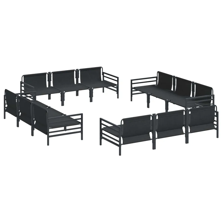 Ensemble de canapé de jardin avec coussin 12 pcs Noir Acier - 5