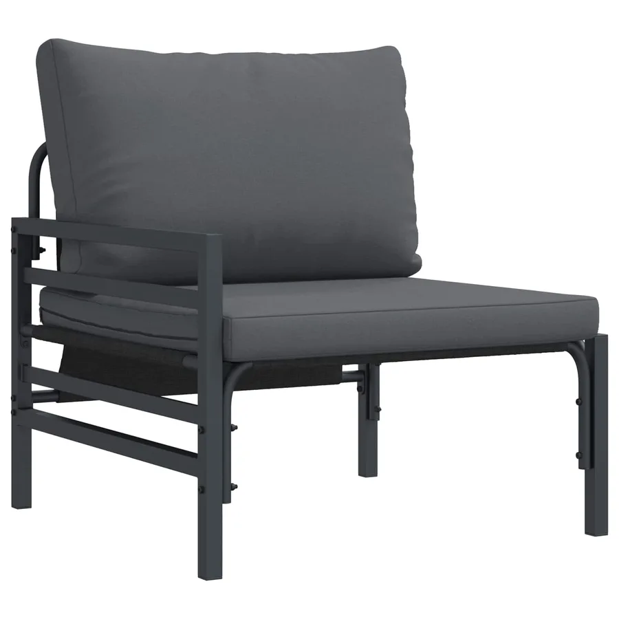 Ensemble de canapé de jardin avec coussin 12 pcs Noir Acier - 7