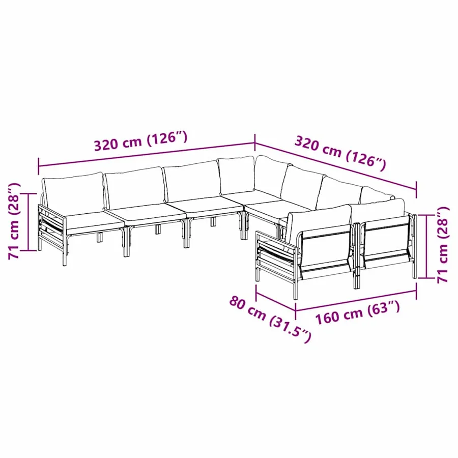 Ensemble de canapé de jardin avec coussin 8 pcs Noir Acier - 11