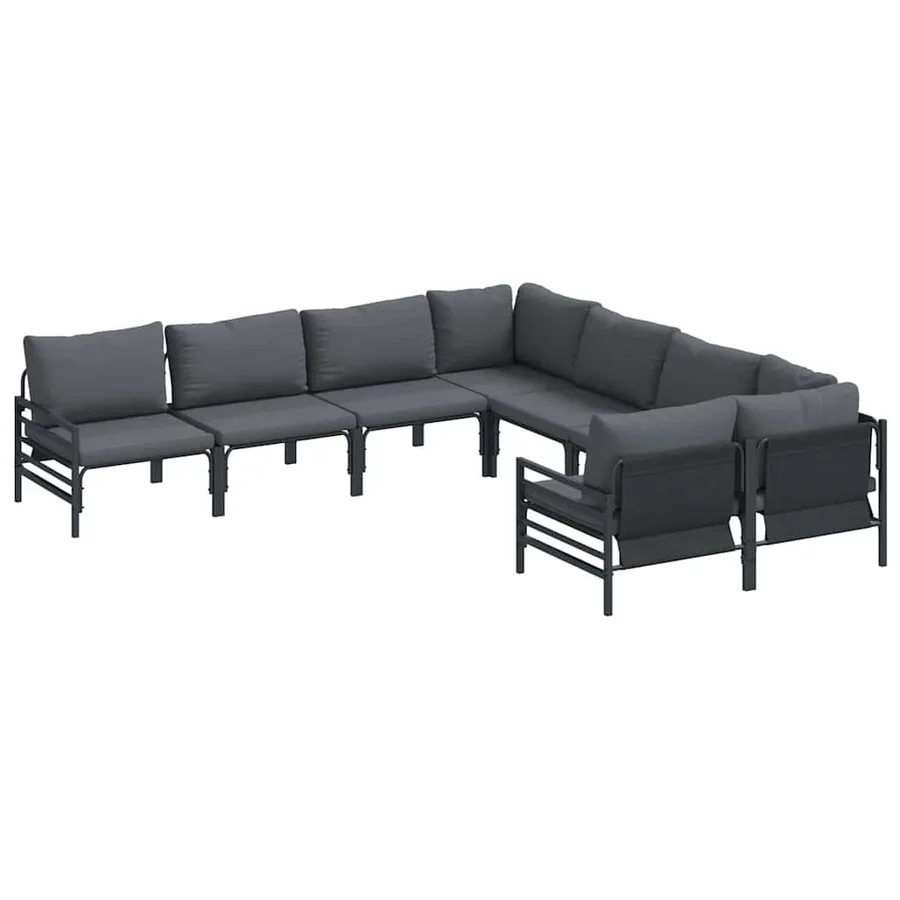 Ensemble de canapé de jardin avec coussin 8 pcs Noir Acier - 2