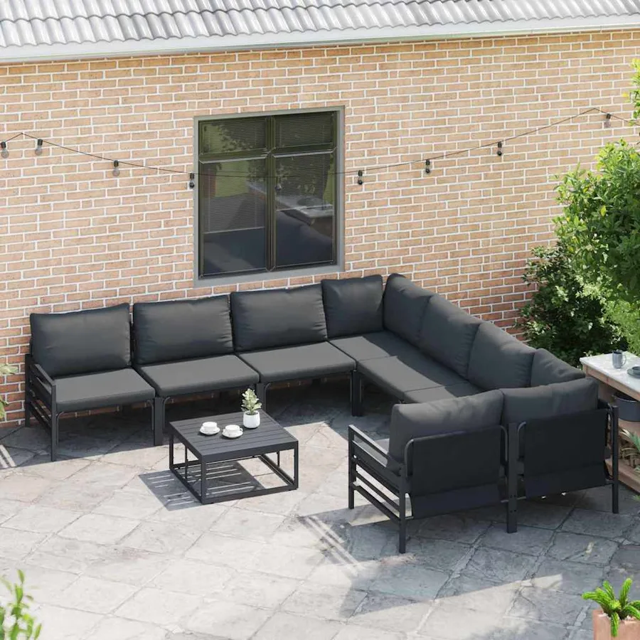Ensemble de canapé de jardin avec coussin 8 pcs Noir Acier - 3