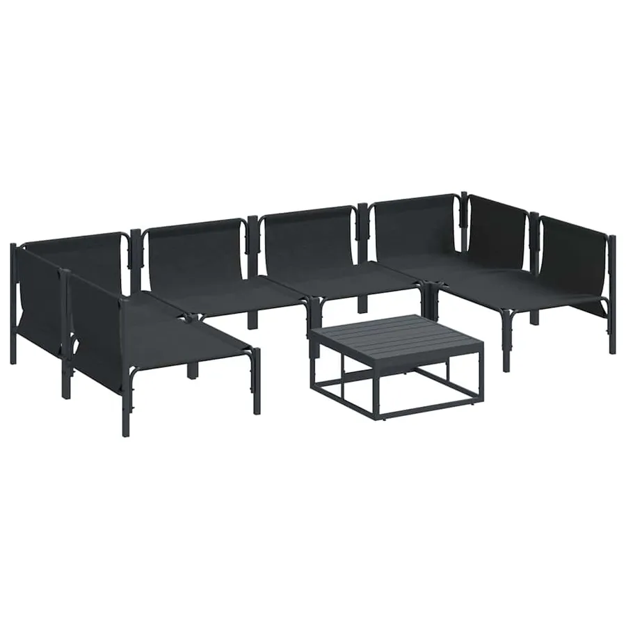 Ensemble de canapé de jardin avec coussin 7 pcs Noir Acier - 6