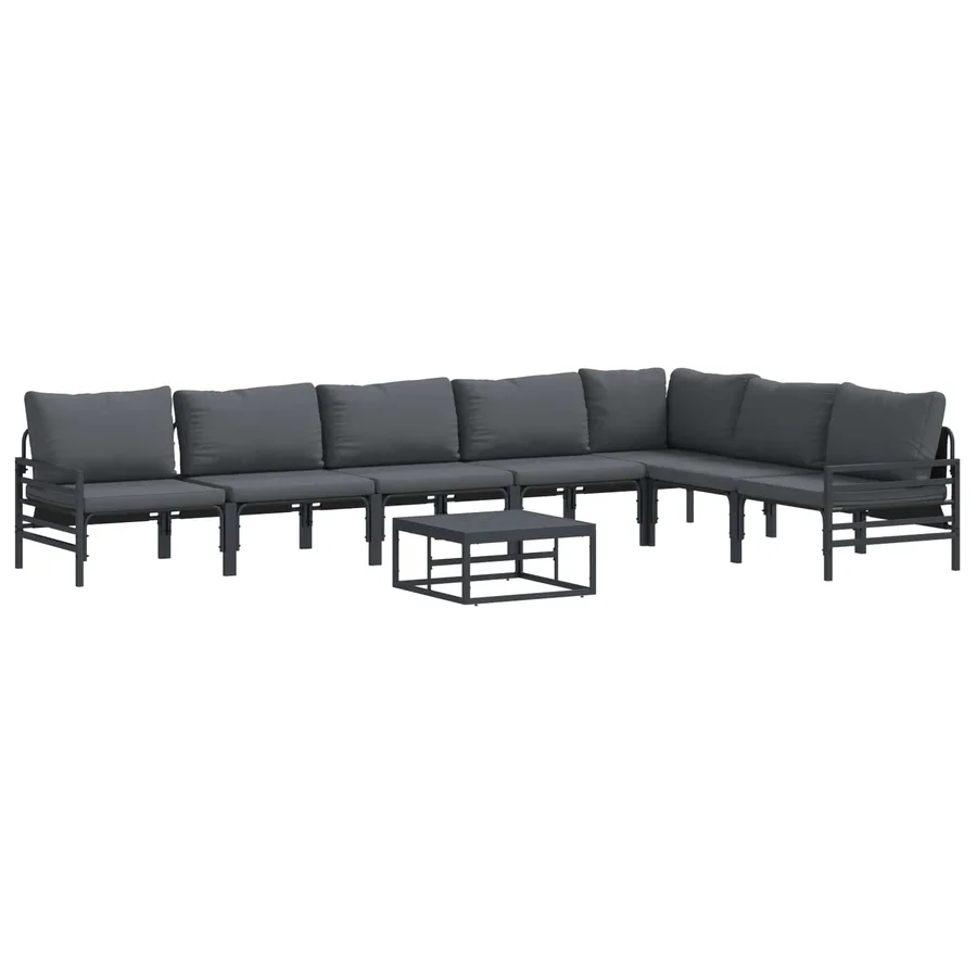 Ensemble de canapé de jardin avec coussin 8 pcs Noir Acier - 2