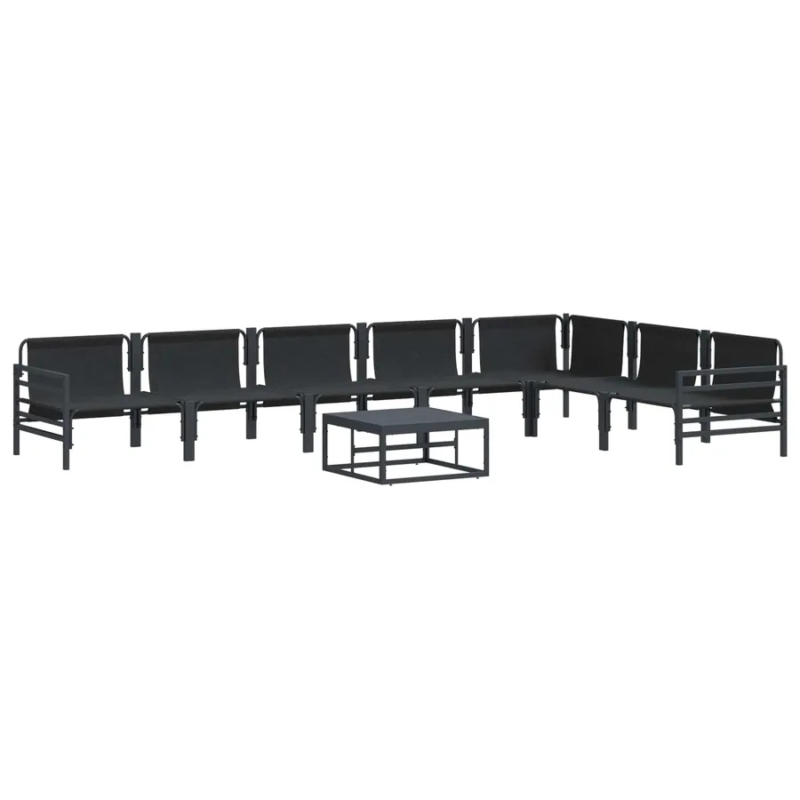 Ensemble de canapé de jardin avec coussin 8 pcs Noir Acier - 9