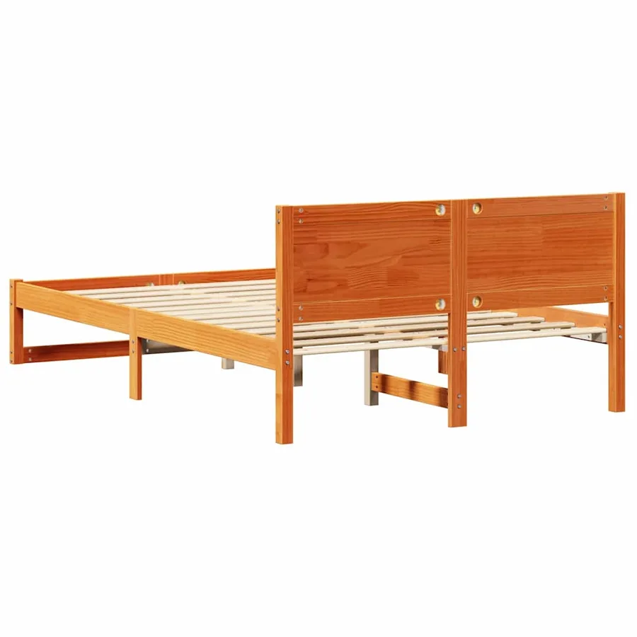 Cadre de lit avec tête de lit Brun cire 120 x 200 cm Pin massif - 7