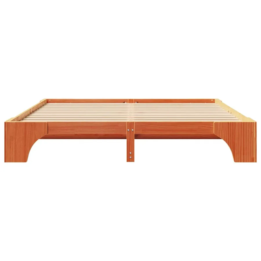 Cadre de lit Brun cire 200 x 200 cm Pin massif - 5